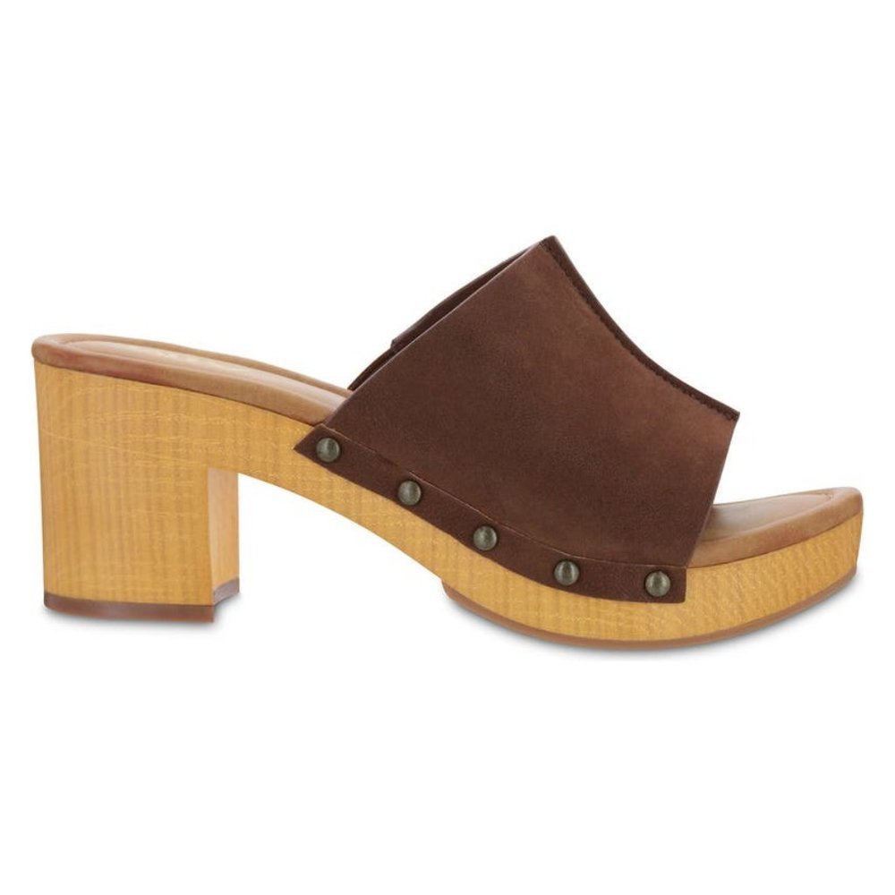MIA Merel Studded Block Heel Mule Sandal Shoes 39  9 Brown NEW - Picture 2 of 11